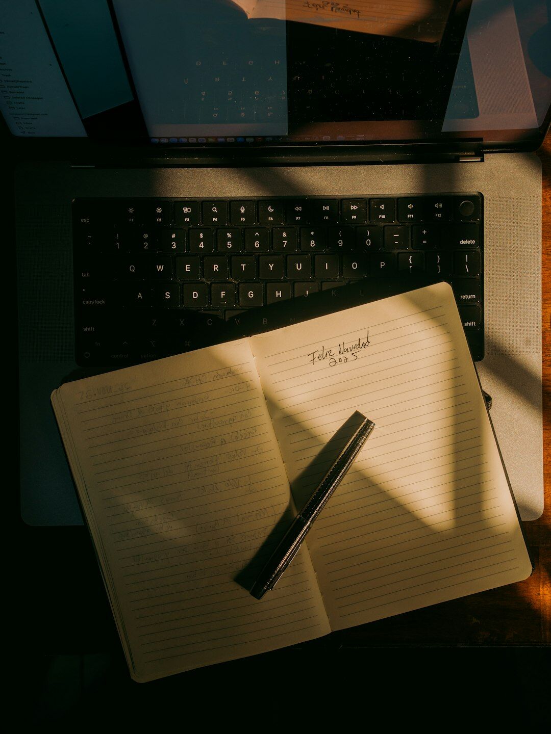 mystery writer at desk with notebook