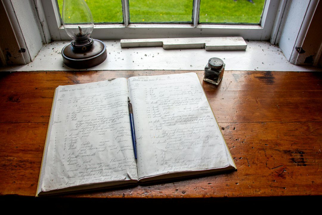 book manuscript on table
